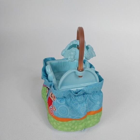 Fisher Price Loving Family Dollhouse Blue Baby Crib Jungle Print 5 Inch 2007 - Picture 3 of 4